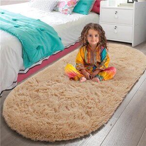 Fluffy Beige Bedroom Rug 2.6 x5.3 Feet,haggy Area Rugs for Bedroom Bedside Girls